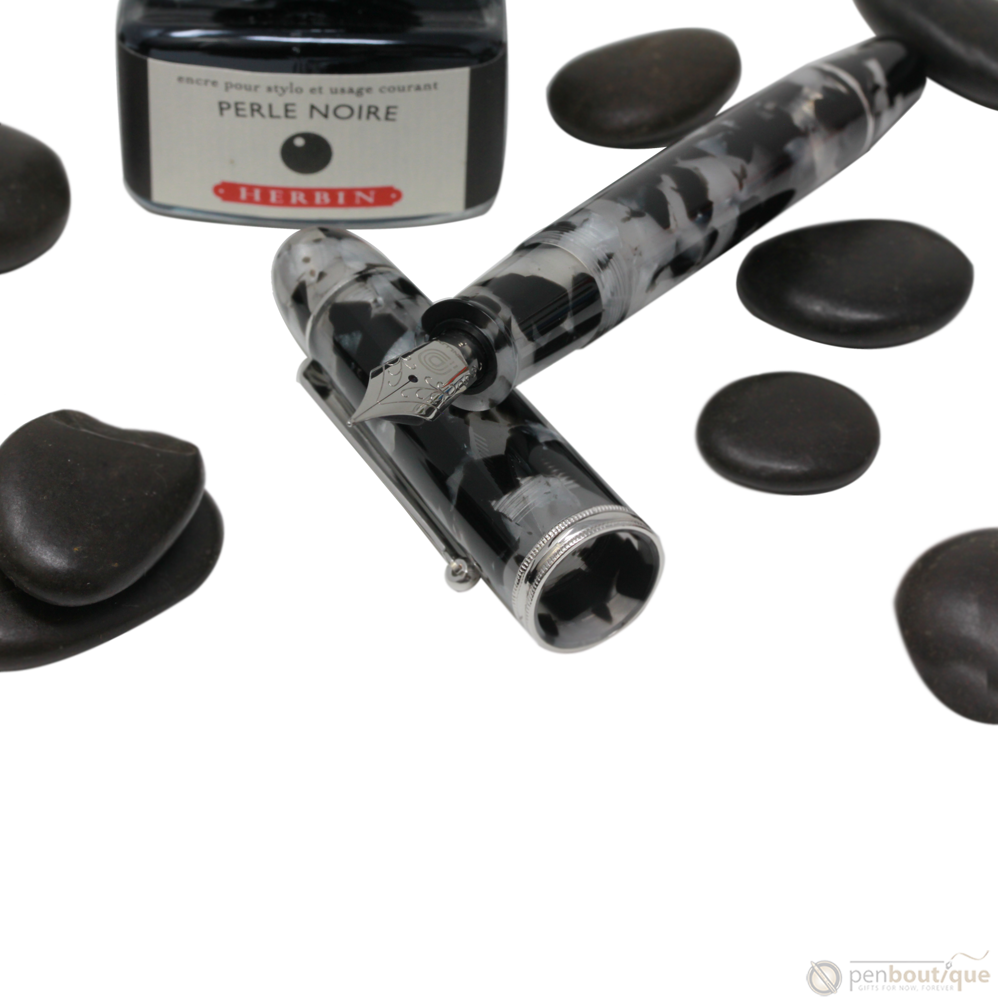 Penlux Masterpiece Grande Fountain Pen - Koi - Black & White-Pen Boutique Ltd