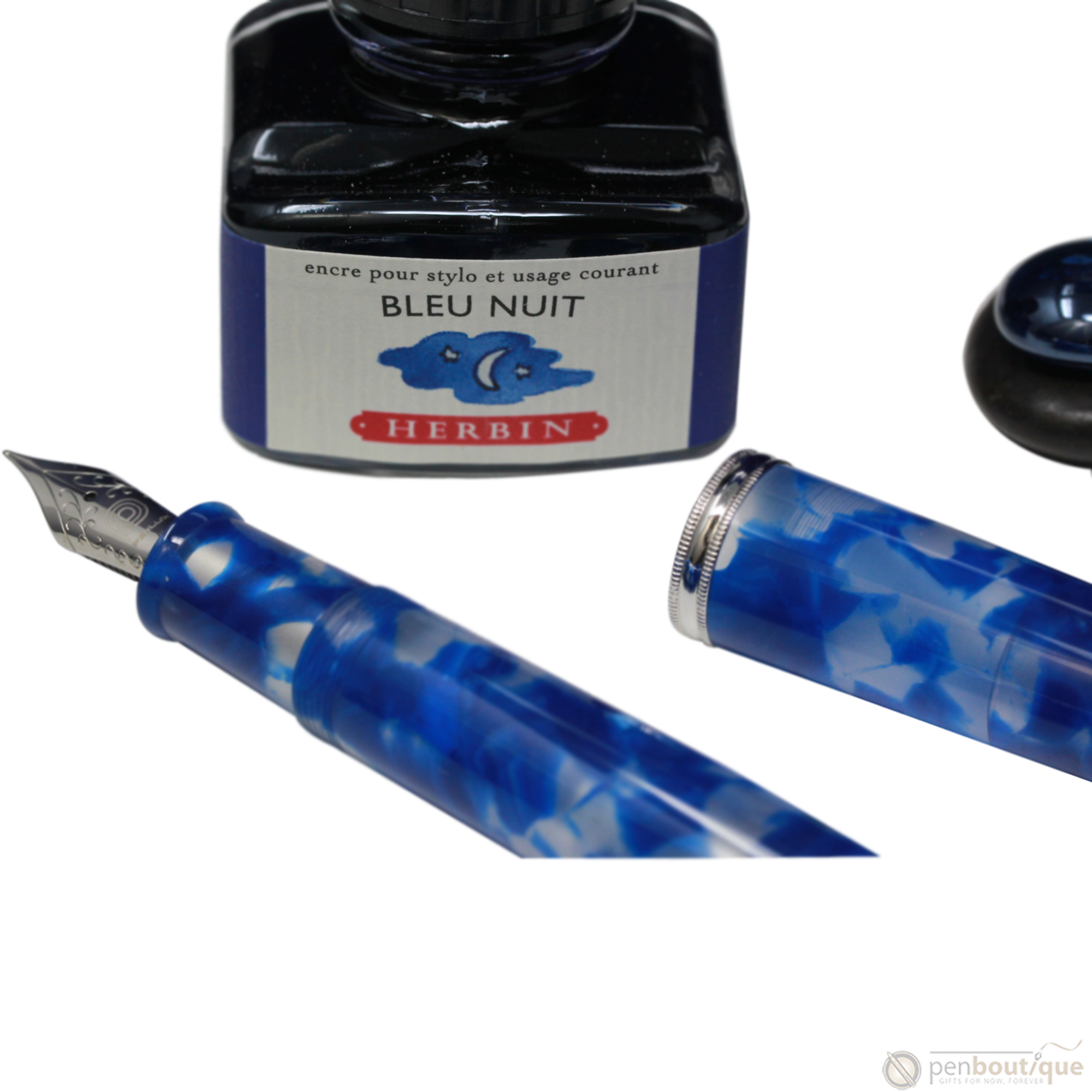 Penlux Masterpiece Grande Fountain Pen - Koi - Blue & White-Pen Boutique Ltd