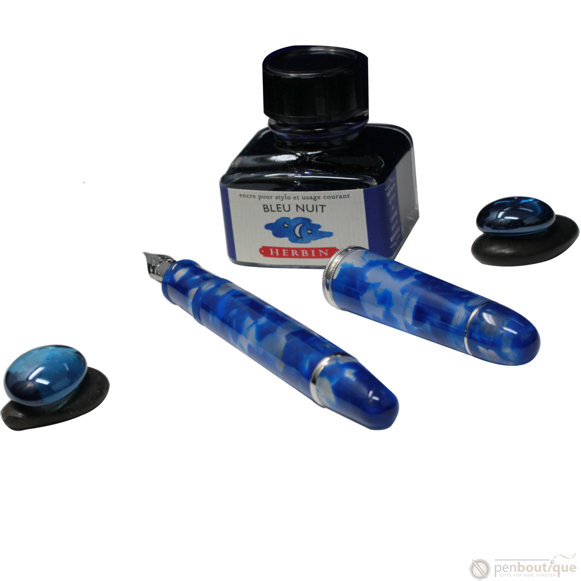 Penlux Masterpiece Grande Fountain Pen - Koi - Blue & White-Pen Boutique Ltd
