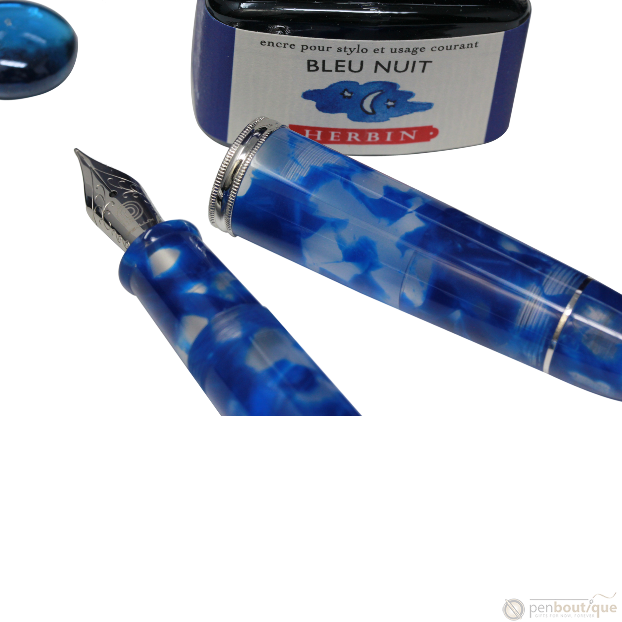 Penlux Masterpiece Grande Fountain Pen - Koi - Blue & White-Pen Boutique Ltd