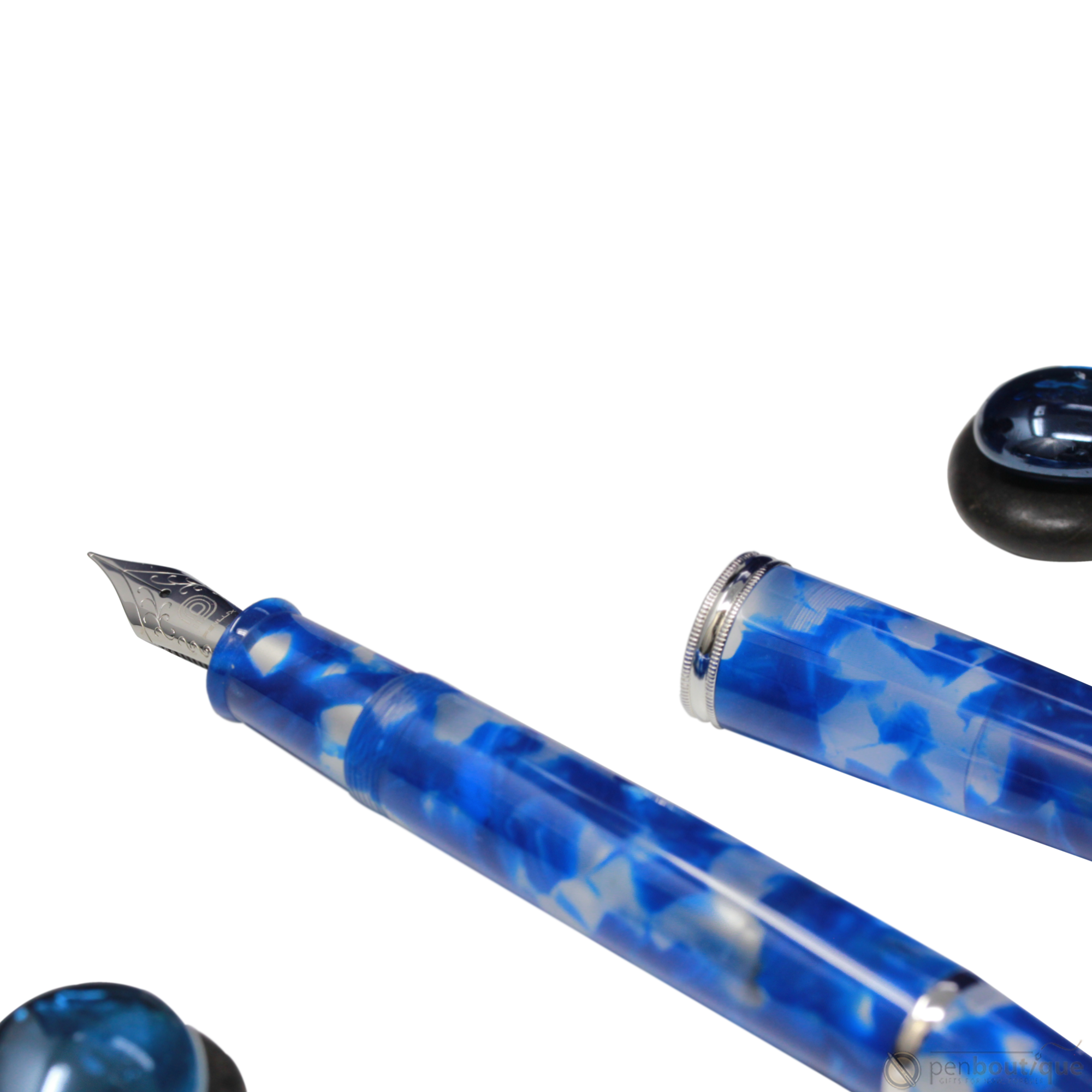 Penlux Masterpiece Grande Fountain Pen - Koi - Blue & White-Pen Boutique Ltd