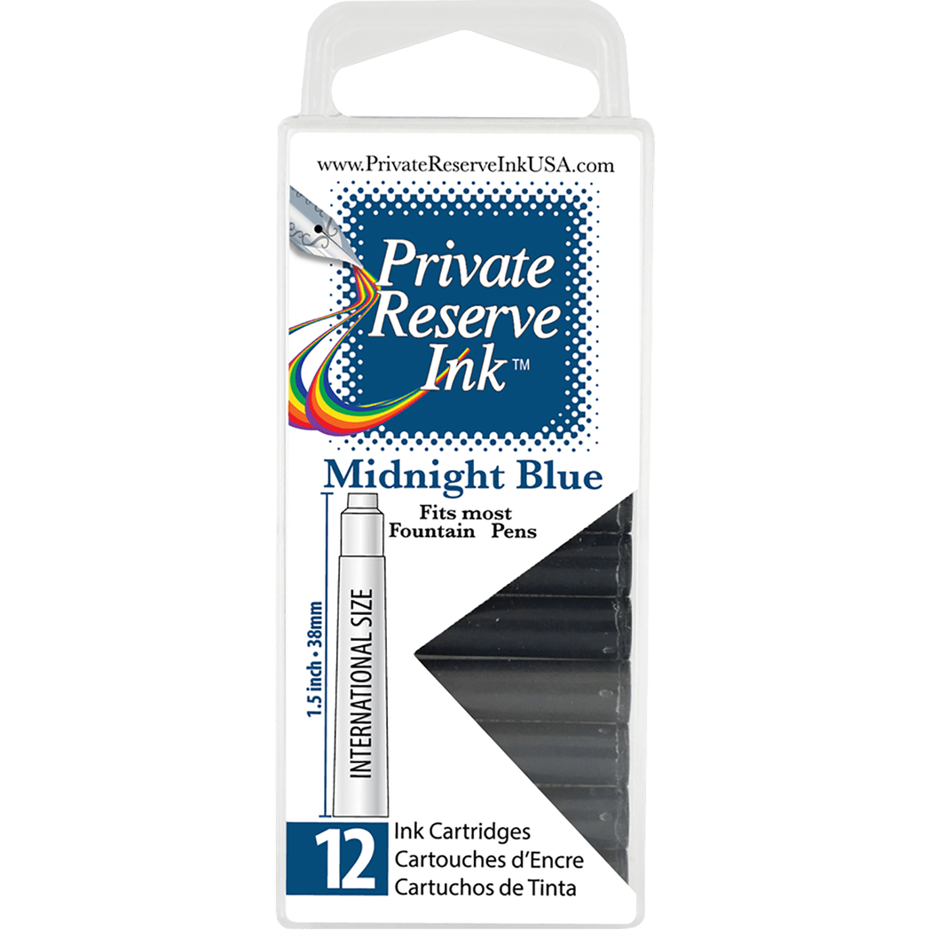 Private Reserve Winter Color Ink Cartridges - Midnight Blue (12 per pack) - Pen Boutique Ltd
