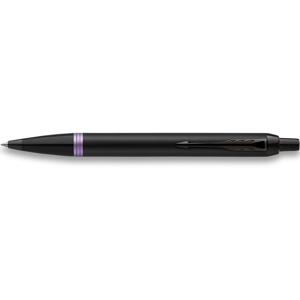 Parker IM Ballpoint Pen - Satin Black - Amethyst Purple Ring - Pen Boutique Ltd