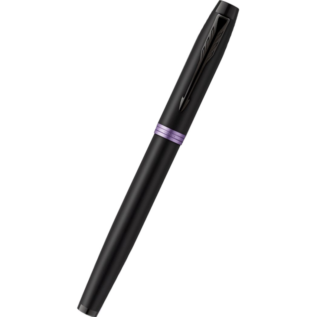 Parker IM Fountain Pen - Satin Black - Amethyst Purple Ring - Pen Boutique Ltd
