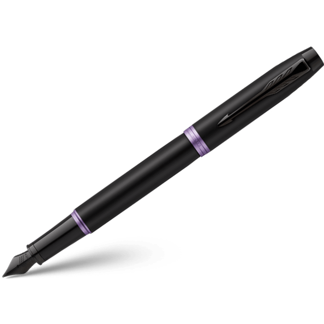 Parker IM Fountain Pen - Satin Black - Amethyst Purple Ring - Pen Boutique Ltd