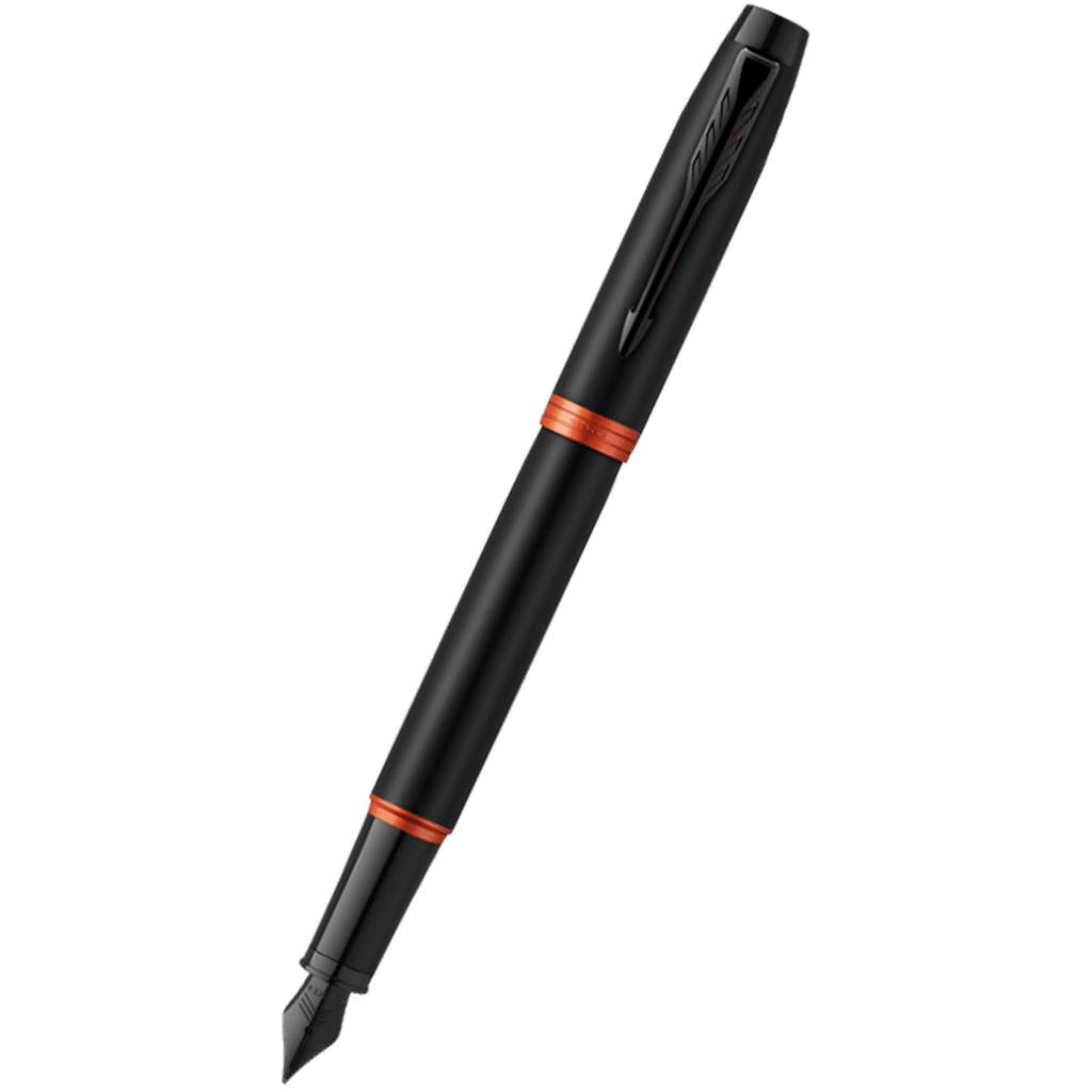 Parker IM Fountain Pen - Satin Black - Flame Orange Ring - Pen Boutique Ltd
