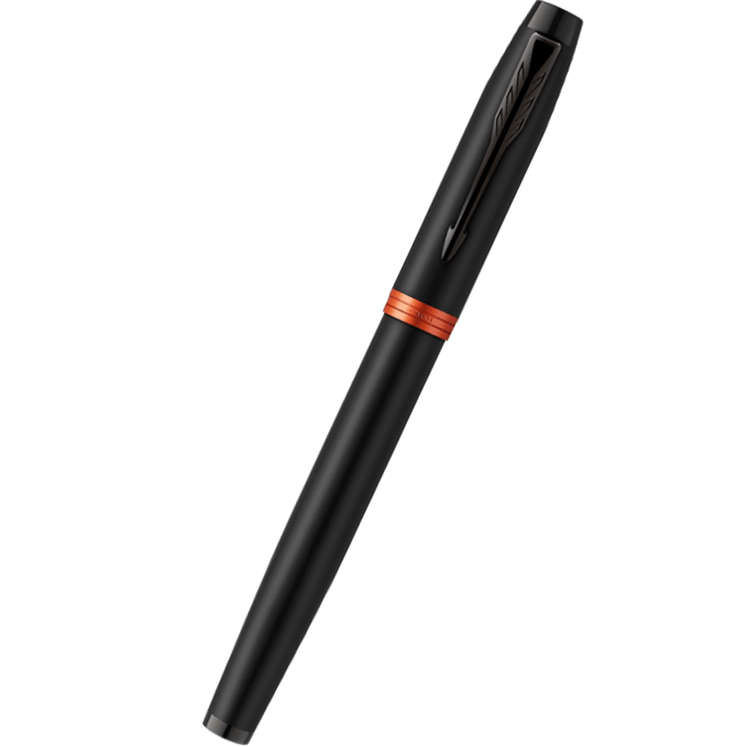 Parker IM Fountain Pen - Satin Black - Flame Orange Ring - Pen Boutique Ltd