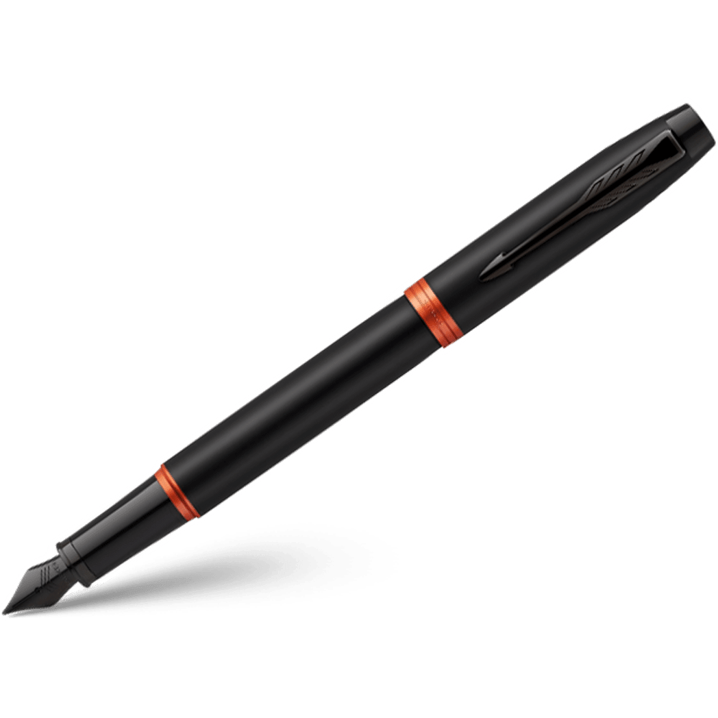 Parker IM Fountain Pen - Satin Black - Flame Orange Ring - Pen Boutique Ltd