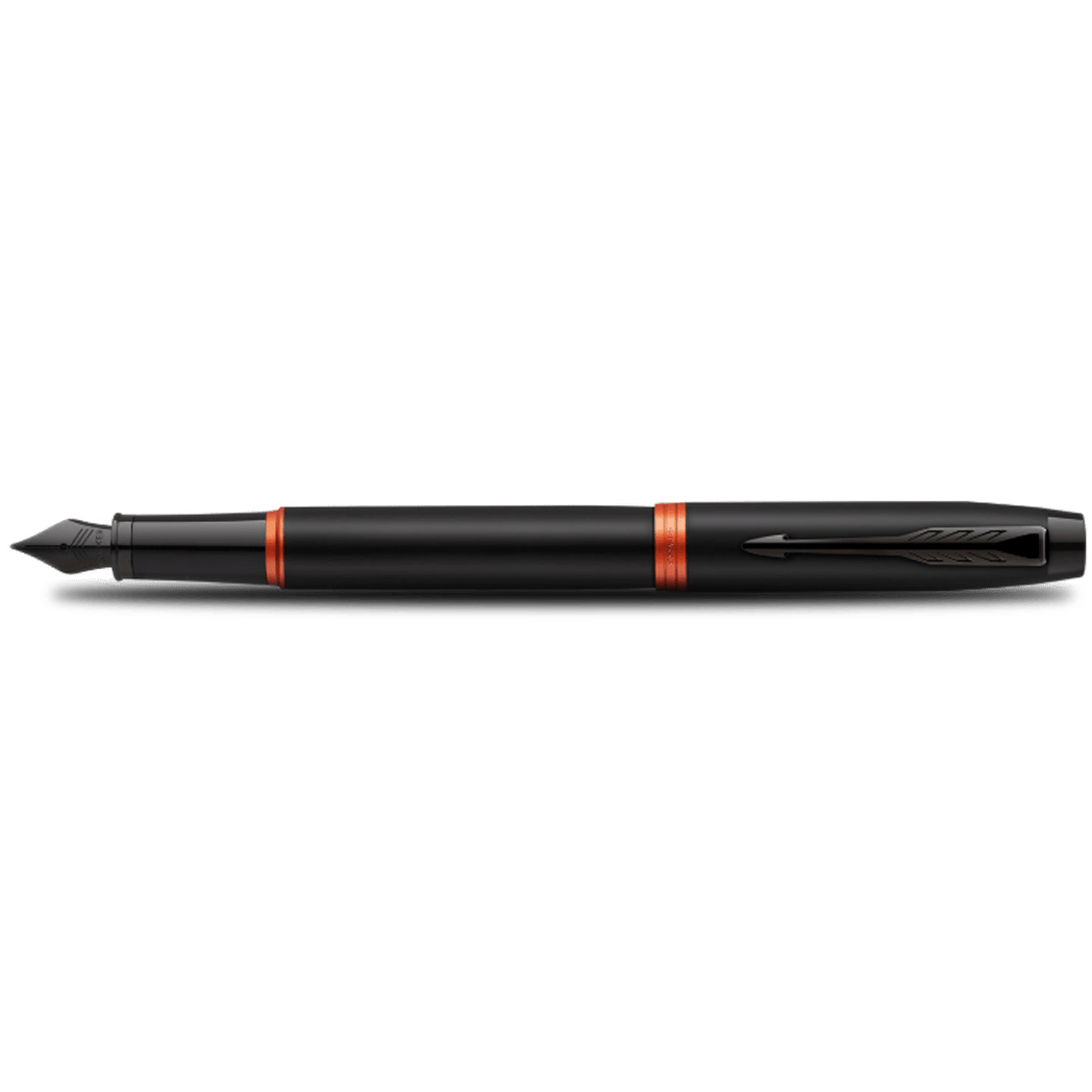 Parker IM Fountain Pen - Satin Black - Flame Orange Ring - Pen Boutique Ltd