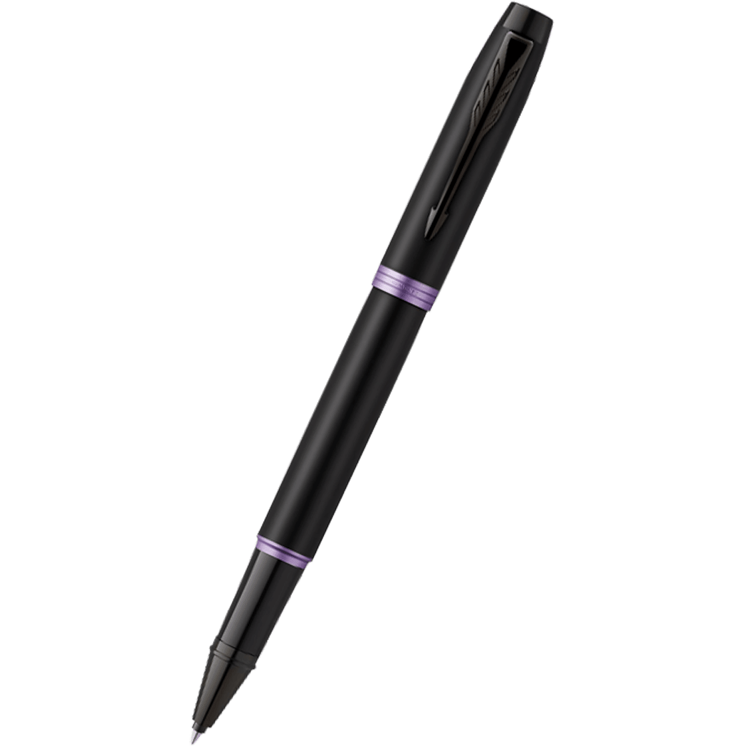 Parker IM Rollerball Pen - Satin Black - Amethyst Purple Ring - Pen Boutique Ltd