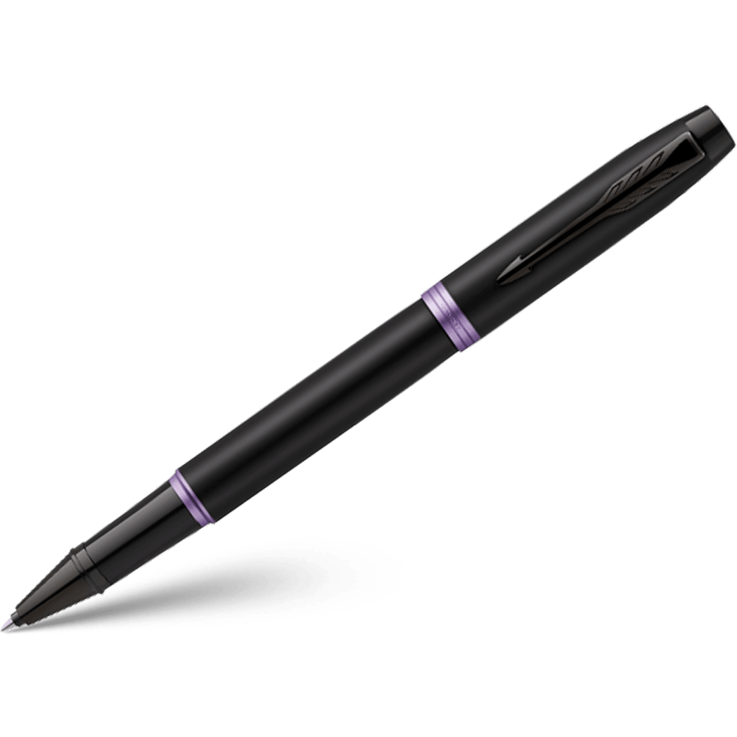 Parker IM Rollerball Pen - Satin Black - Amethyst Purple Ring - Pen Boutique Ltd