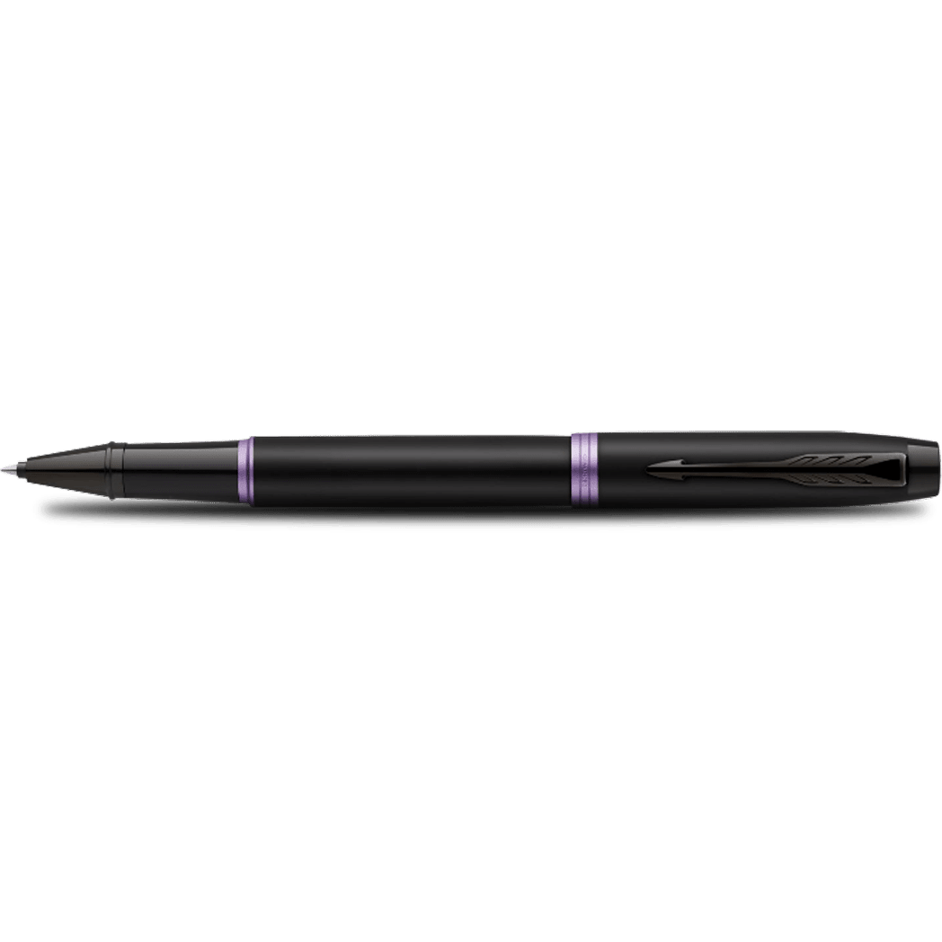 Parker IM Rollerball Pen - Satin Black - Amethyst Purple Ring - Pen Boutique Ltd
