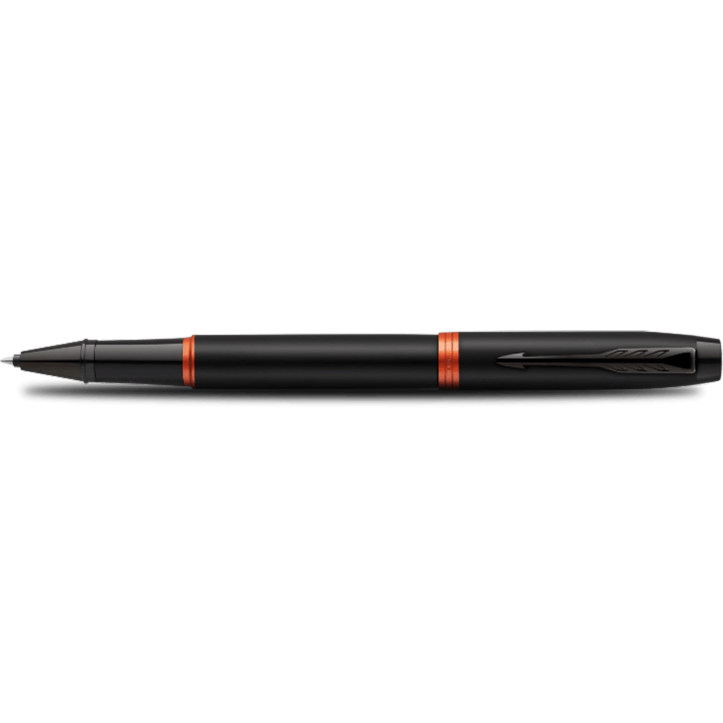 Parker IM Rollerball Pen - Satin Black - Flame Orange Ring - Pen Boutique Ltd