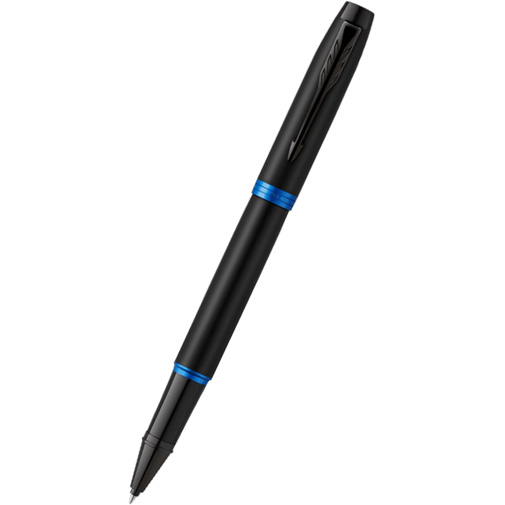 Parker IM Rollerball Pen - Satin Black - Marine Blue Ring - Pen Boutique Ltd