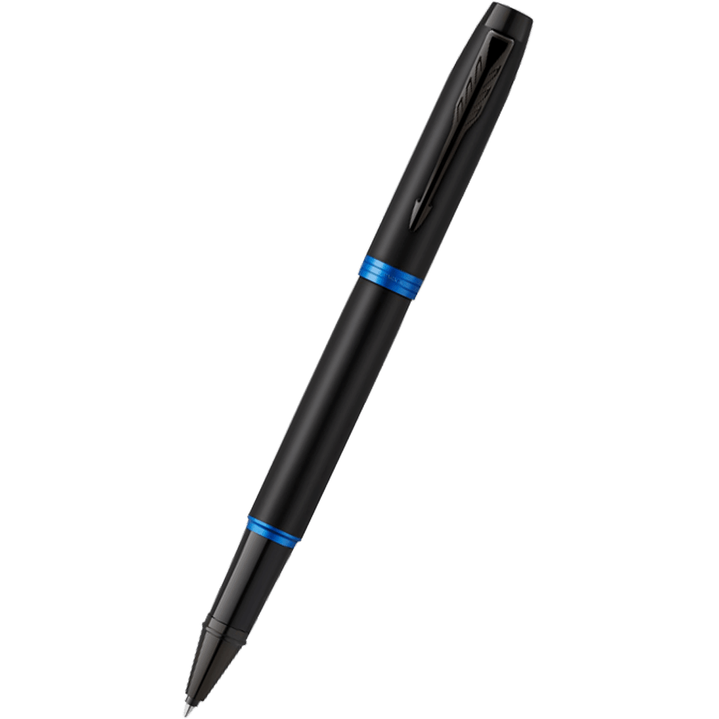 Parker IM Rollerball Pen - Satin Black - Marine Blue Ring - Pen Boutique Ltd