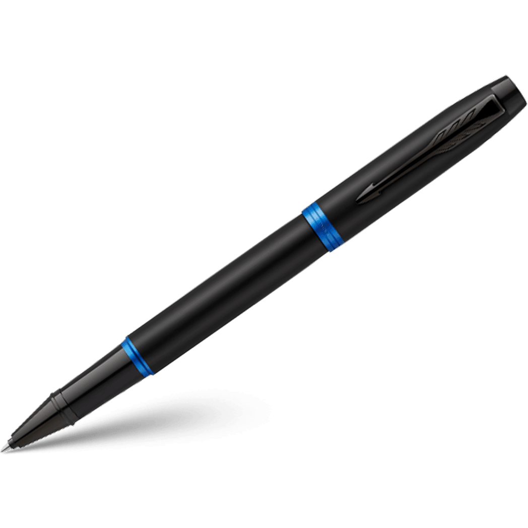 Parker IM Rollerball Pen - Satin Black - Marine Blue Ring - Pen Boutique Ltd