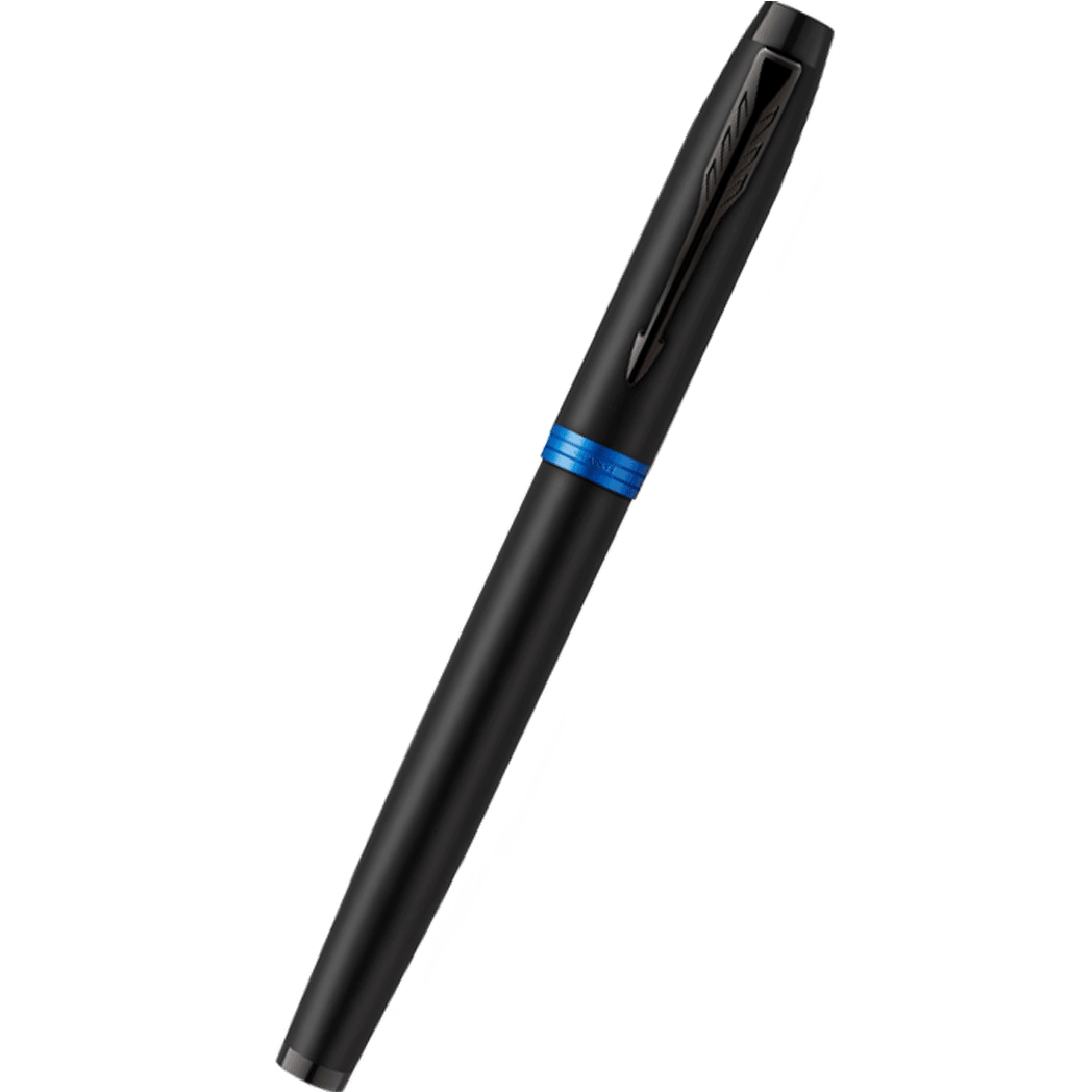 Parker IM Rollerball Pen - Satin Black - Marine Blue Ring - Pen Boutique Ltd