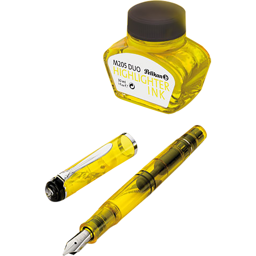 Pelikan Classic Fountain Pen Set - M205 Duo Highlighter Neon Yellow - Pen Boutique Ltd