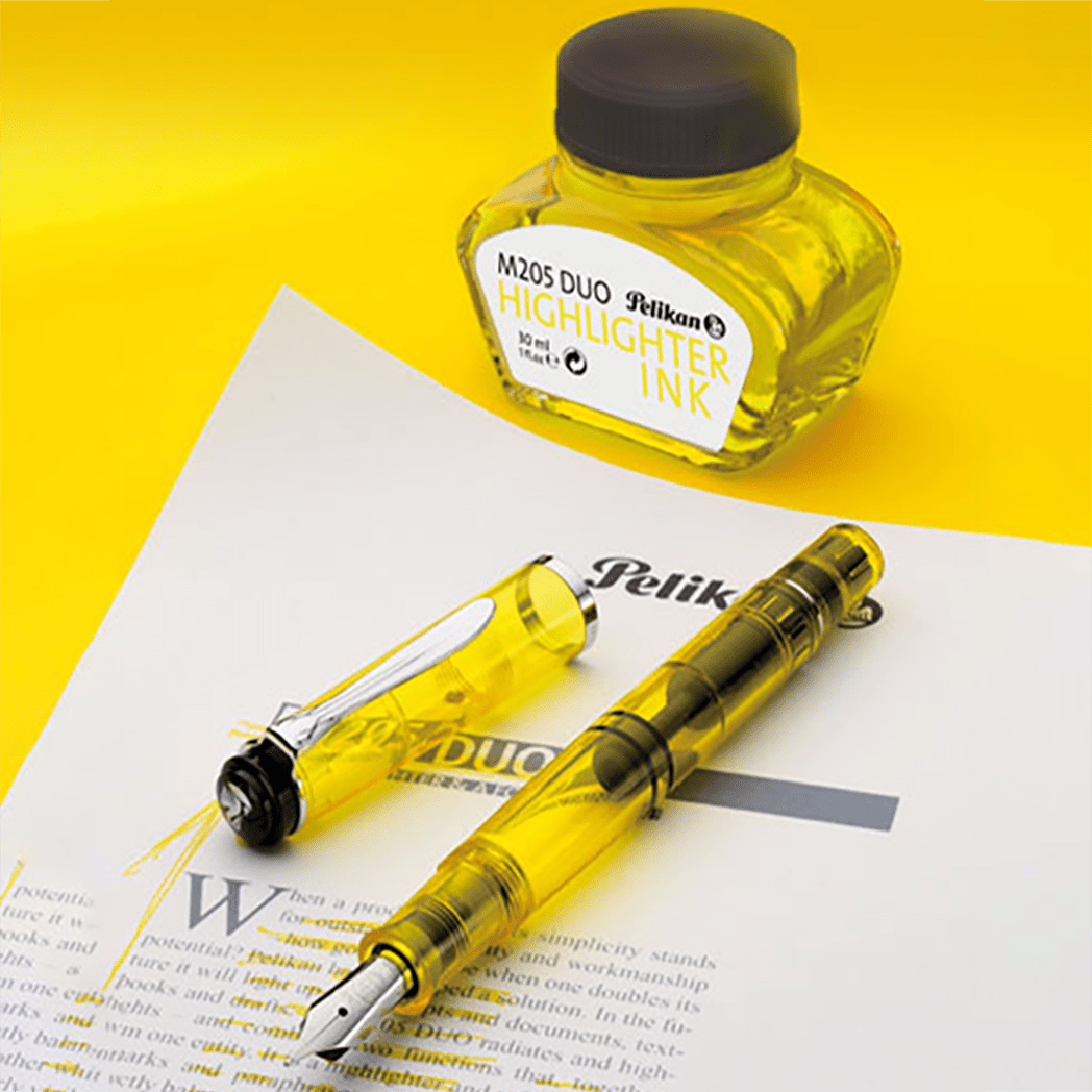 Pelikan Classic Fountain Pen Set - M205 Duo Highlighter Neon Yellow - Pen Boutique Ltd