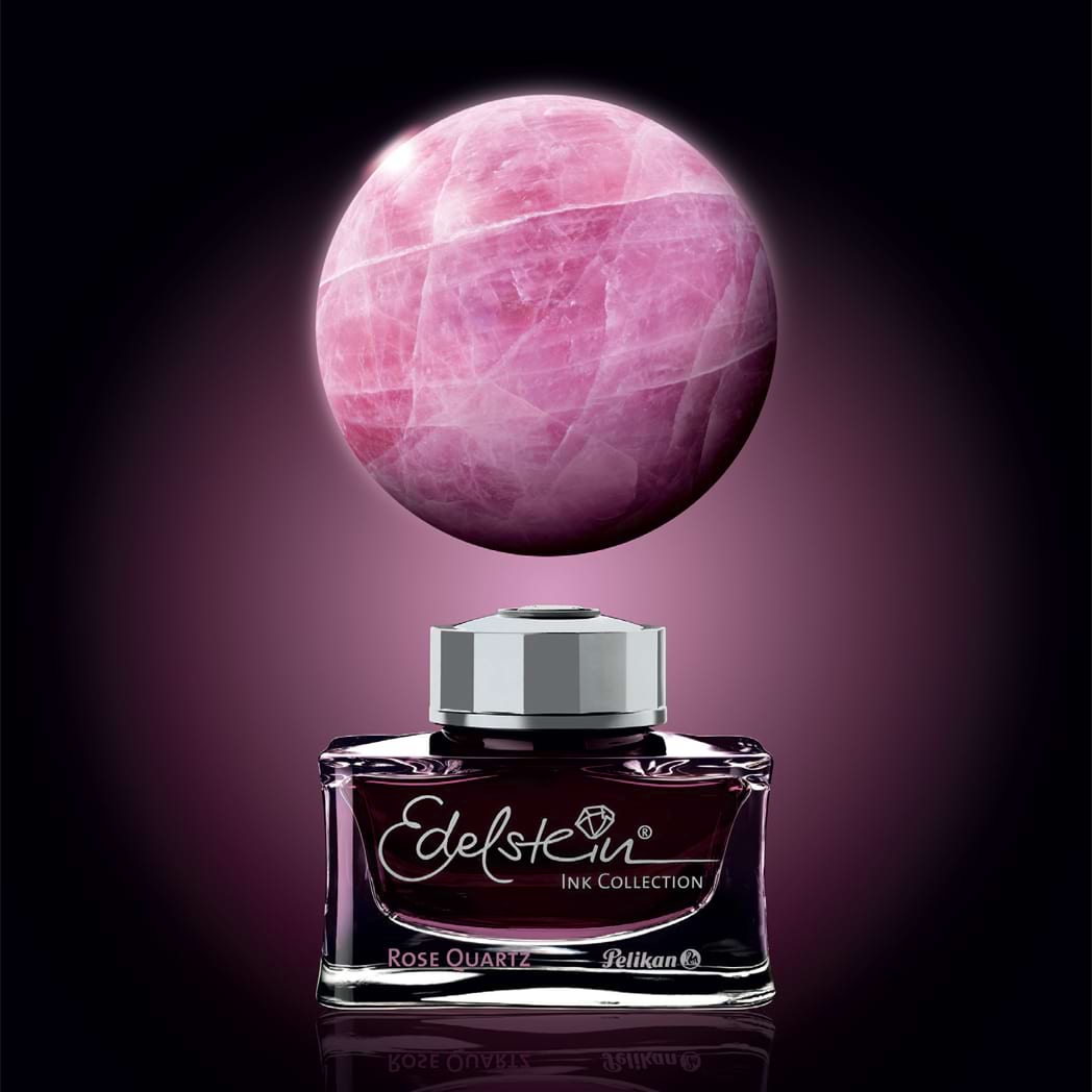 Pelikan Edelstein Ink Bottle - Rose Quartz - Ink Of The Year 2023 - Pen Boutique Ltd