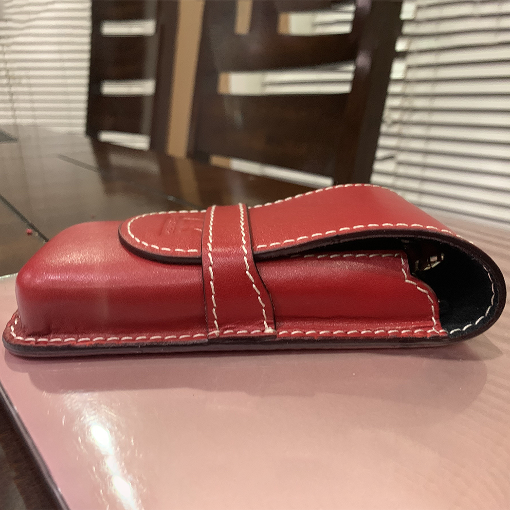 Pen Boutique Yak Leather Triple Pen Holder - Red/Black insert-Pen Boutique Ltd