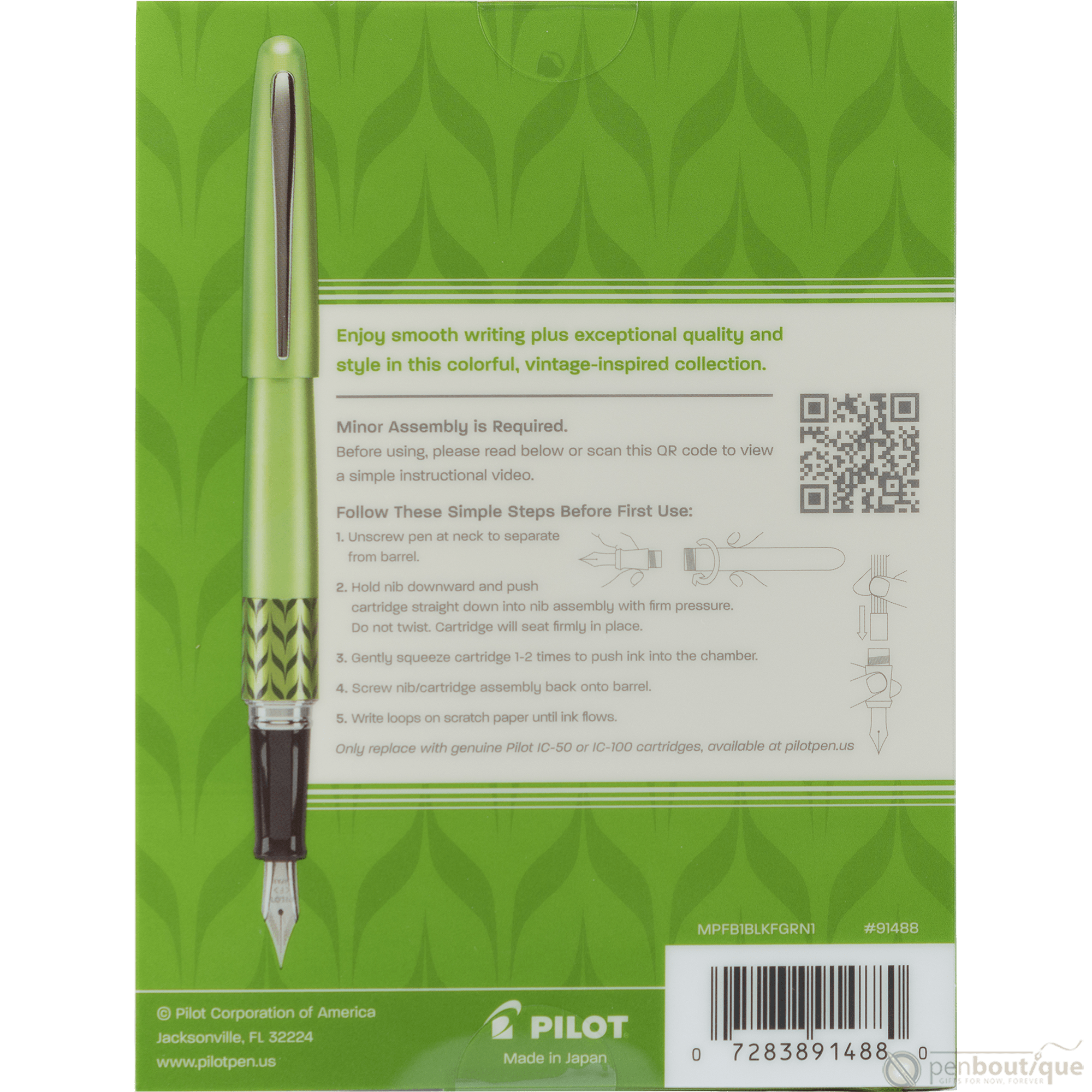 Pilot Fountain Pen - MR Collection - Retro Pop - Green - Pen Boutique Ltd