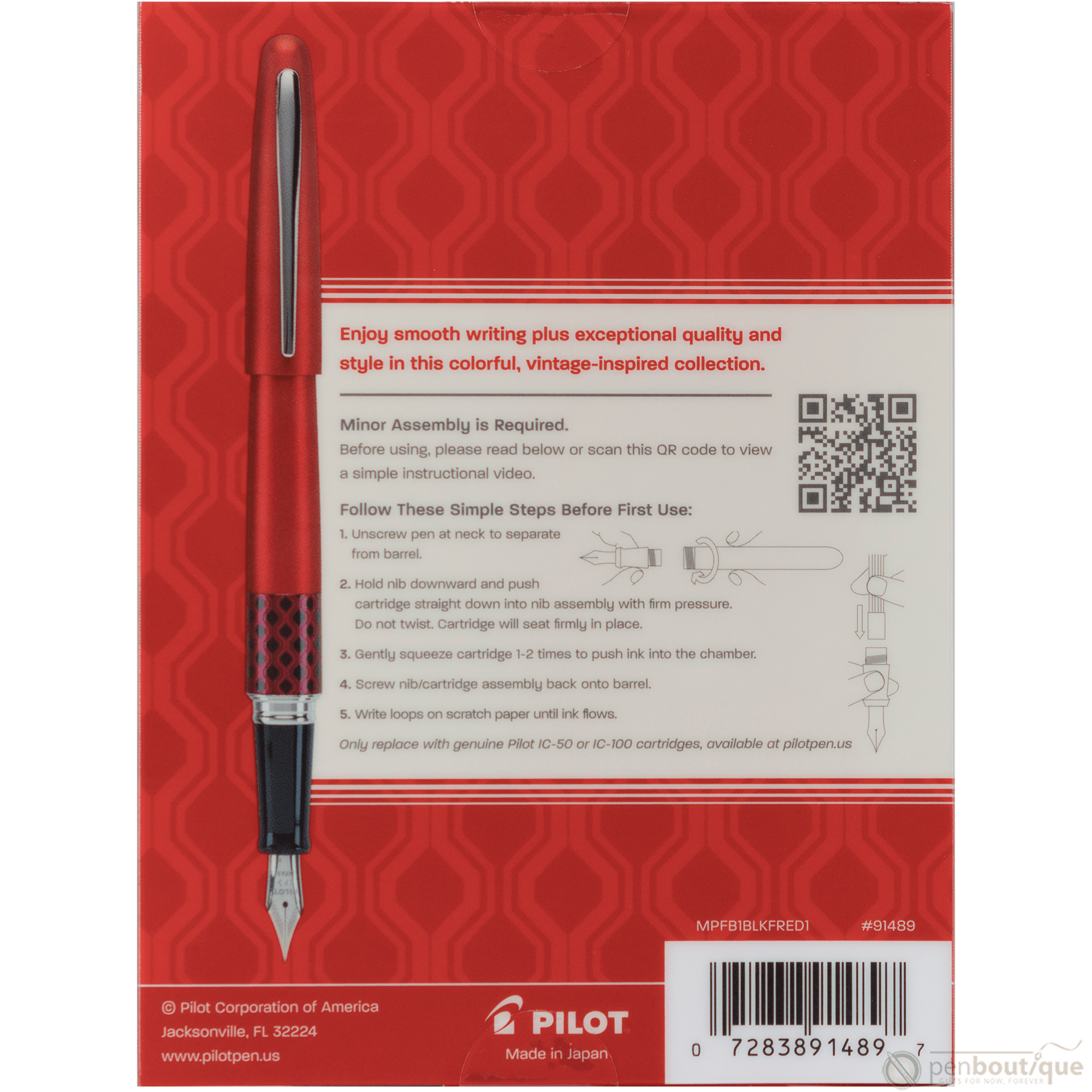 Pilot Fountain Pen - MR Collection - Retro Pop - Red - Pen Boutique Ltd