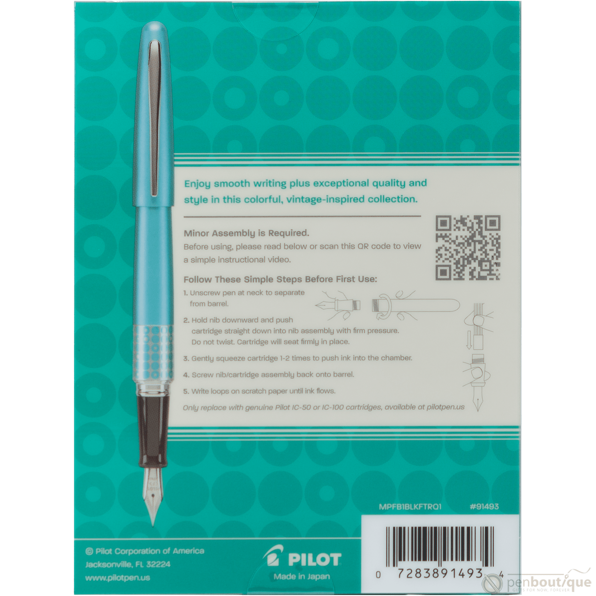 Pilot Fountain Pen - MR Collection - Retro Pop - Turquoise - Pen Boutique Ltd