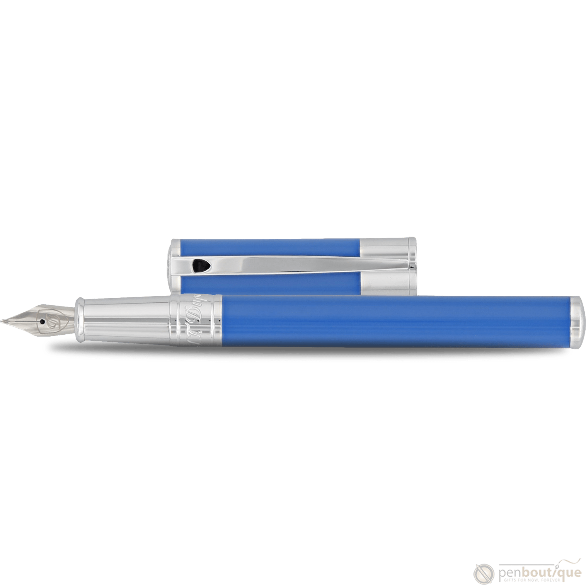 S T Dupont D - Initial Fountain Pen - Electric Blue - Pen Boutique Ltd