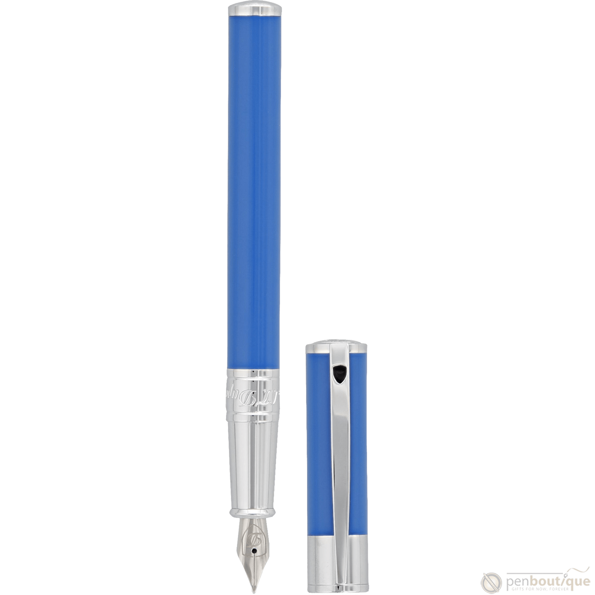 S T Dupont D - Initial Fountain Pen - Electric Blue - Pen Boutique Ltd