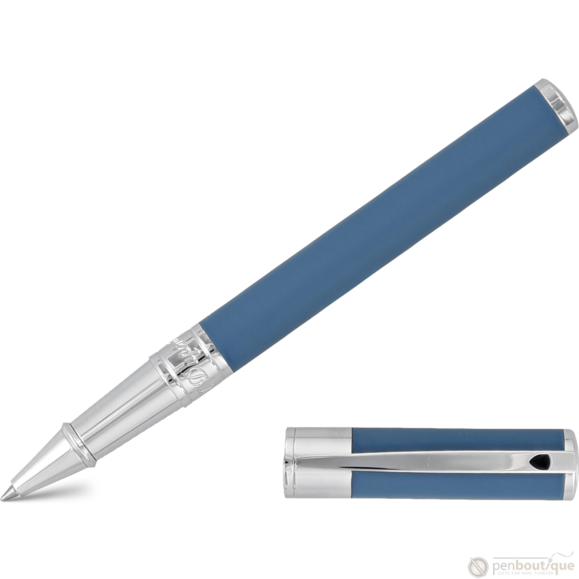 S T Dupont D - Initial Rollerball Pen - Shark Blue - Pen Boutique Ltd