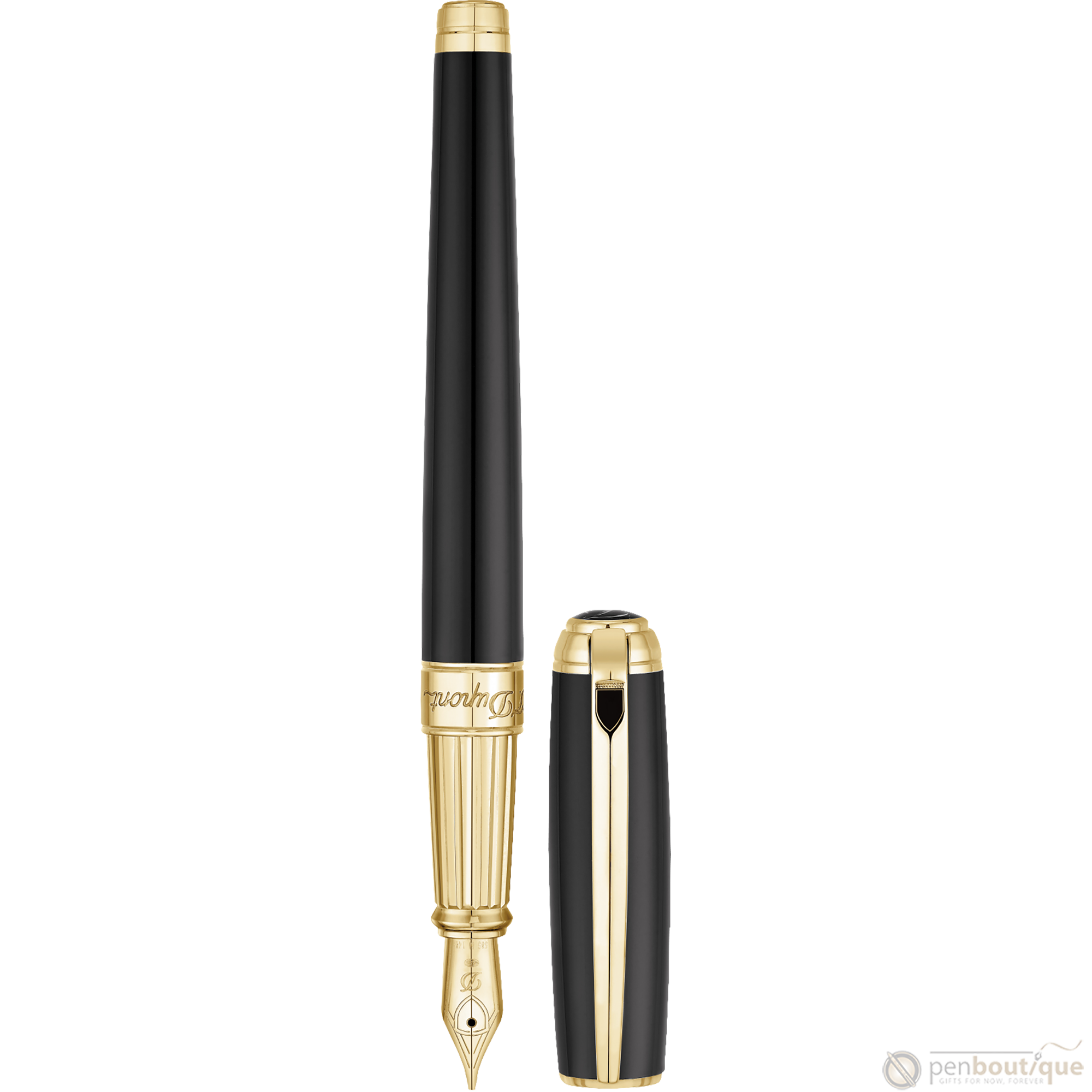 S T Dupont Line D Fountain Pen - Black-Pen Boutique Ltd