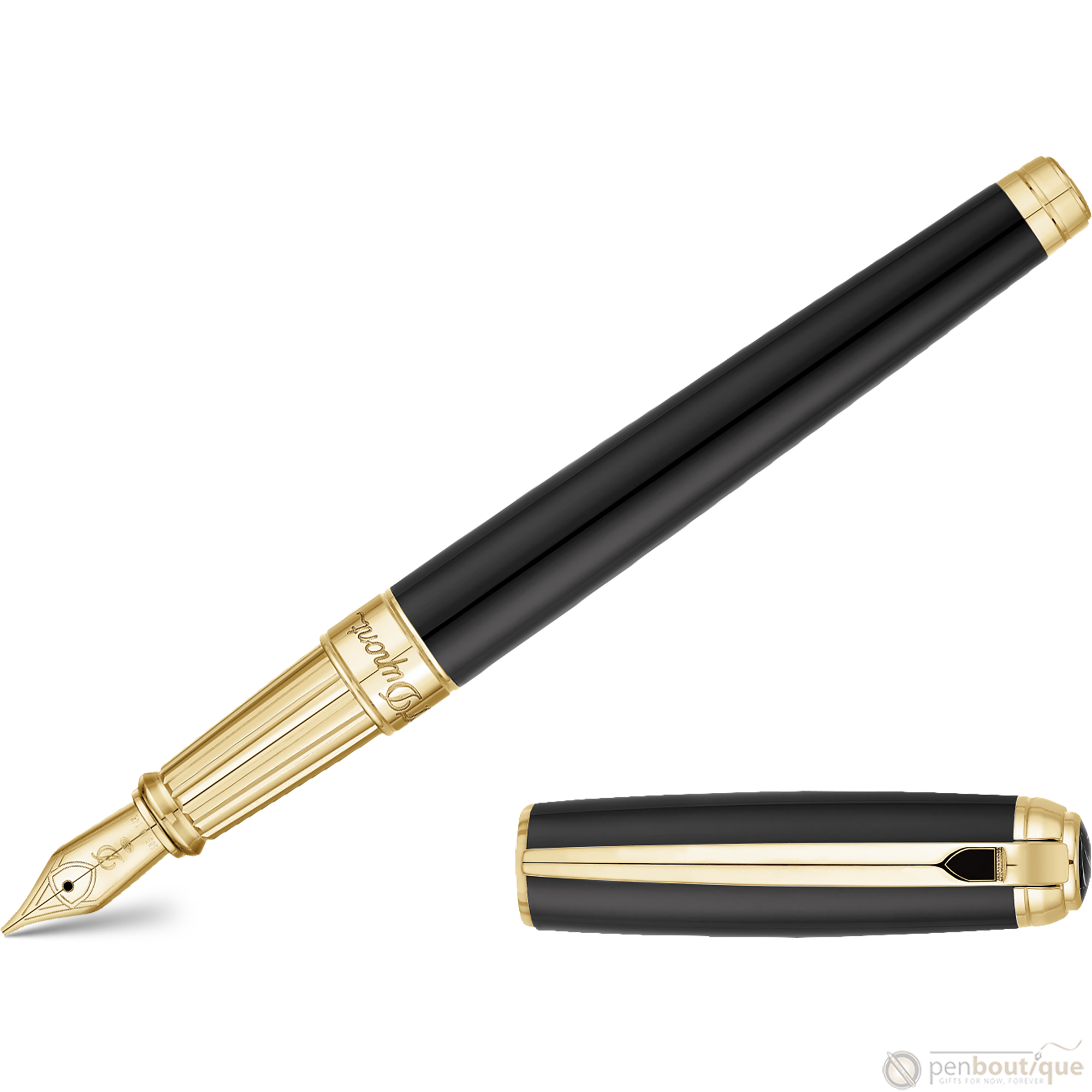 S T Dupont Line D Fountain Pen - Black-Pen Boutique Ltd