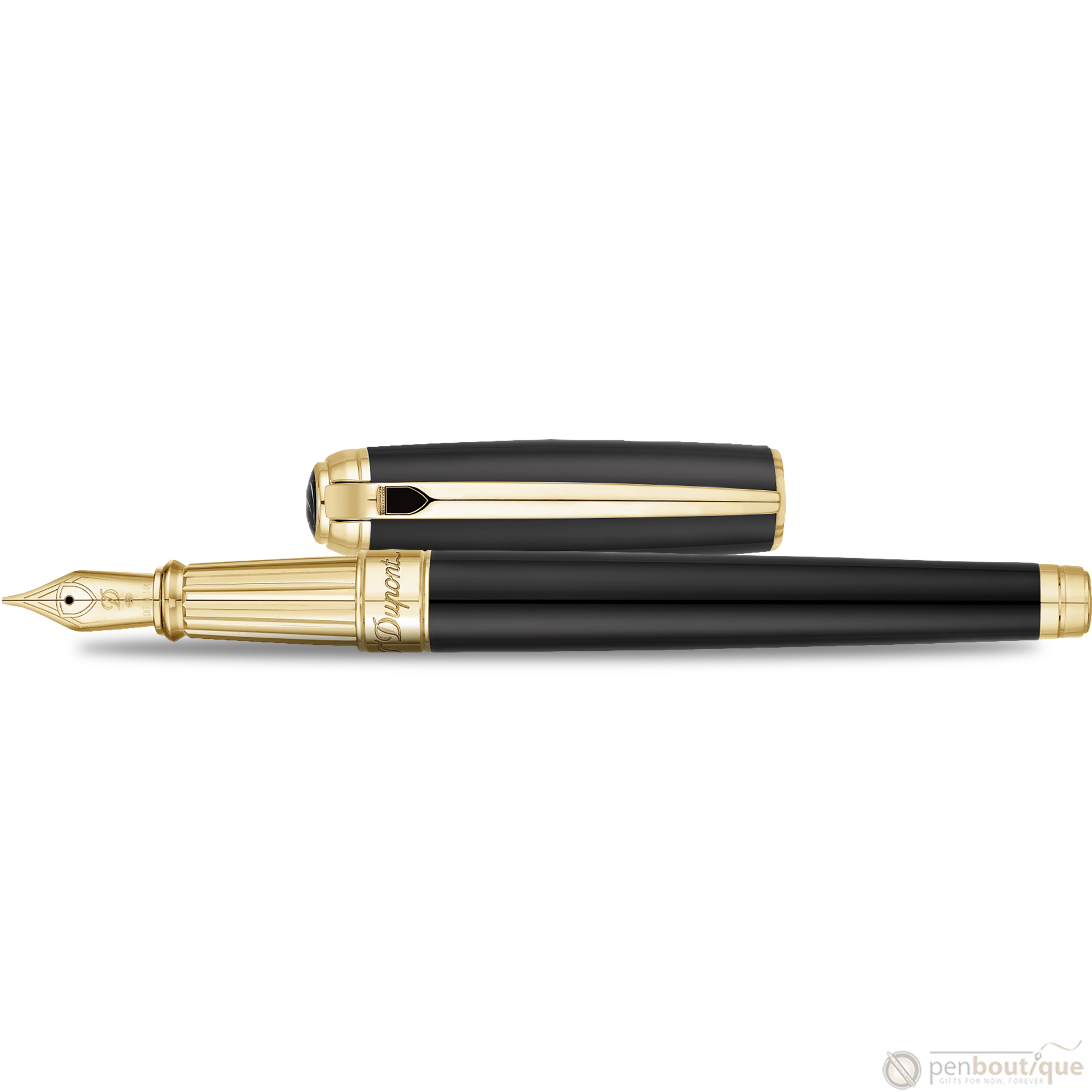 S T Dupont Line D Fountain Pen - Black-Pen Boutique Ltd