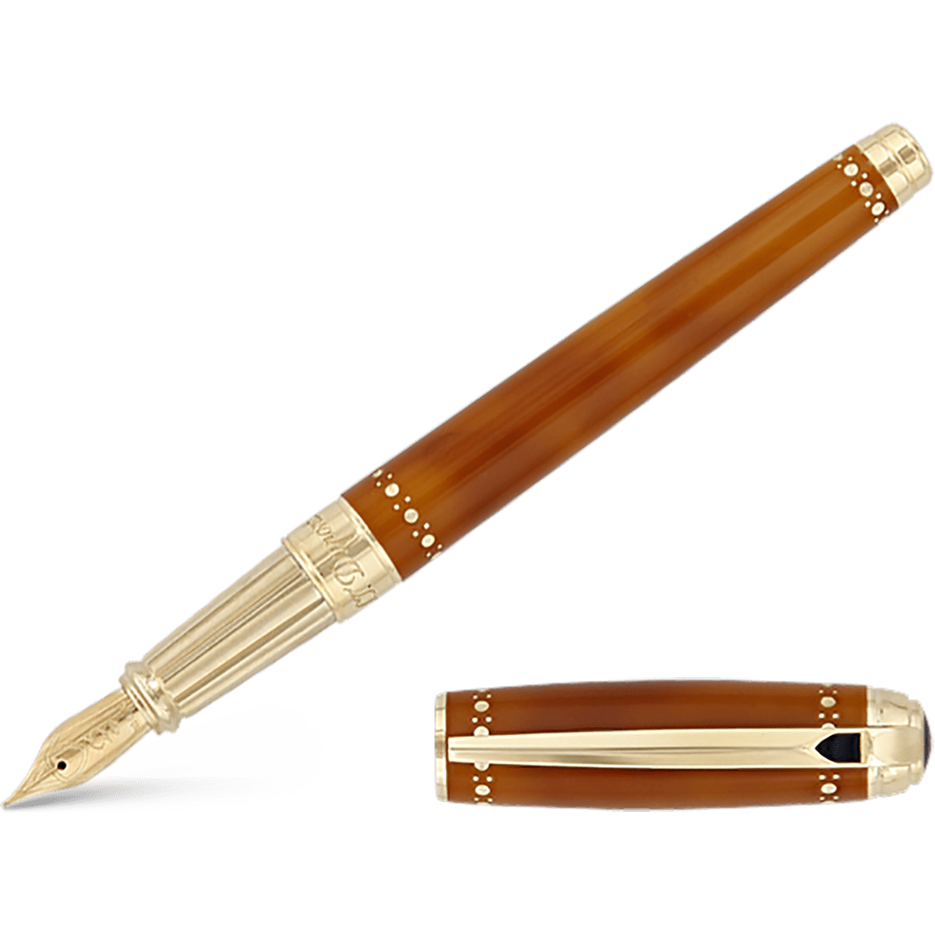 S T Dupont Line D Fountain Pen - Derby - Yellow Gold Trim - Pen Boutique Ltd