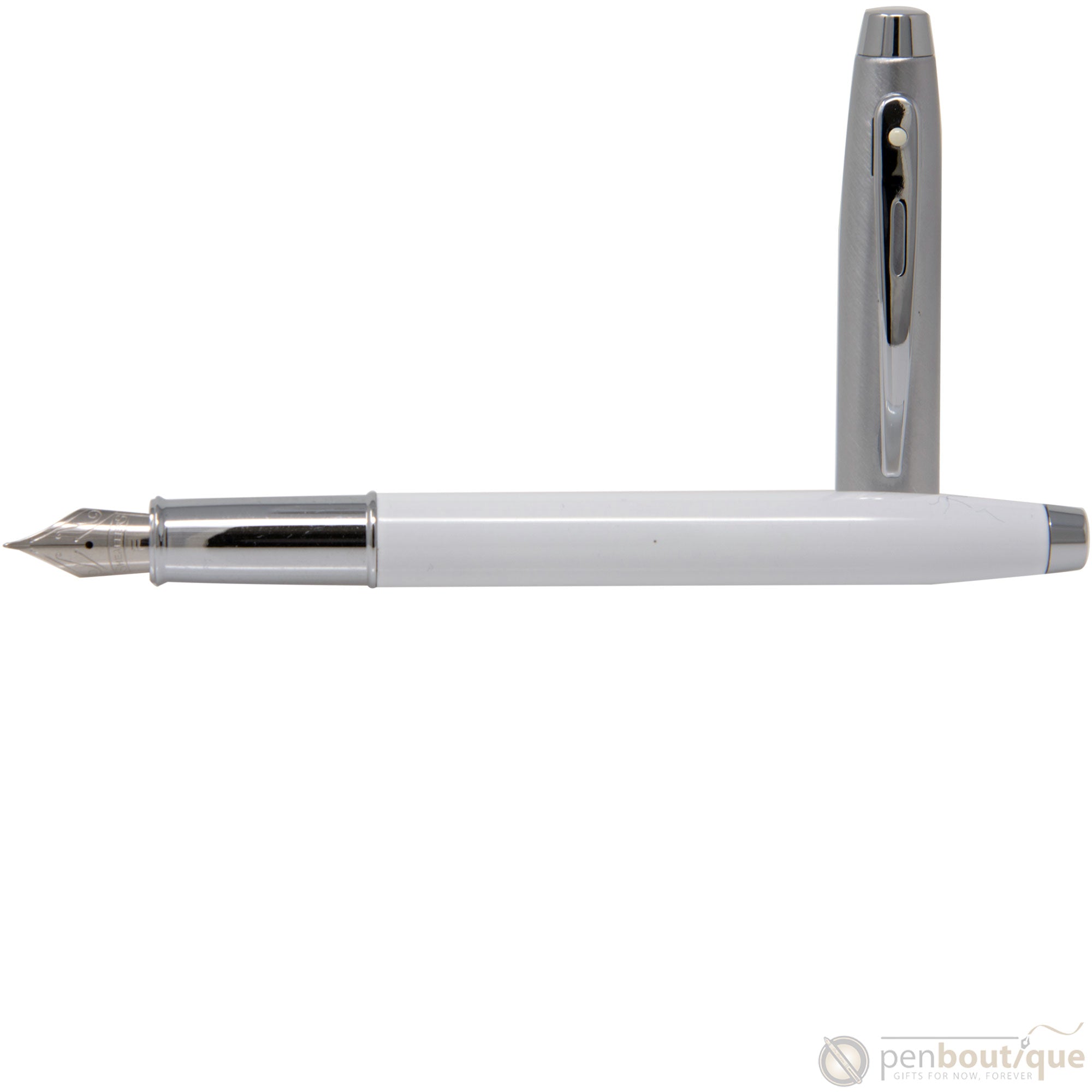 Sheaffer 100 Fountain Pen - White - Chrome Trim-Pen Boutique Ltd