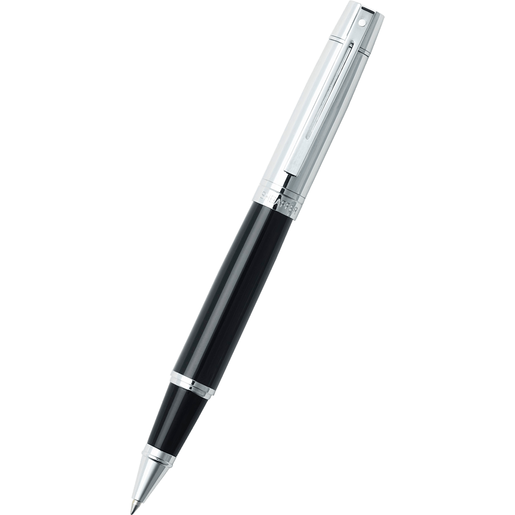 Sheaffer 300 Glossy Black with Bright Chrome Cap Rollerball Pen - Pen Boutique Ltd