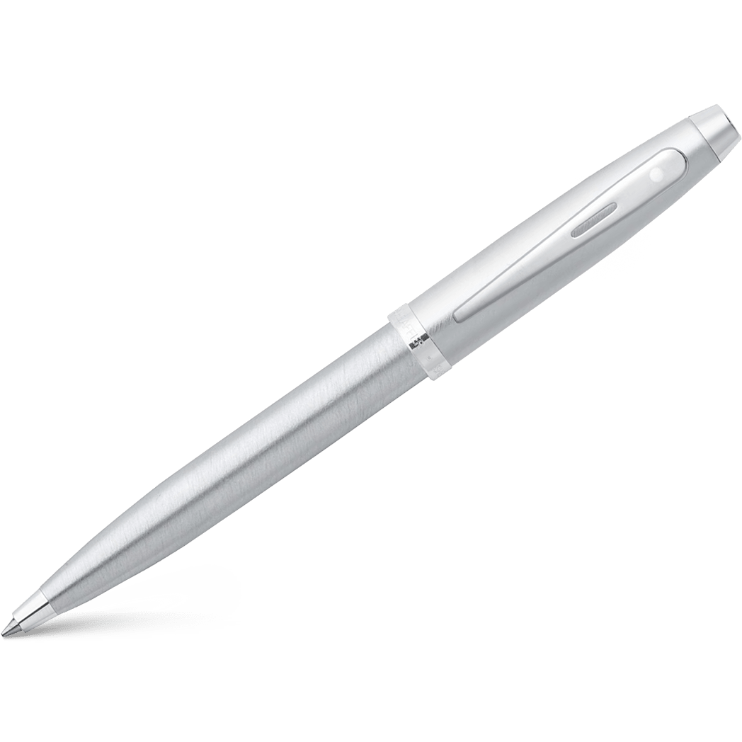 Sheaffer 100 Ballpoint Pen - Brushed Chrome - Chrome Trim - Pen Boutique Ltd