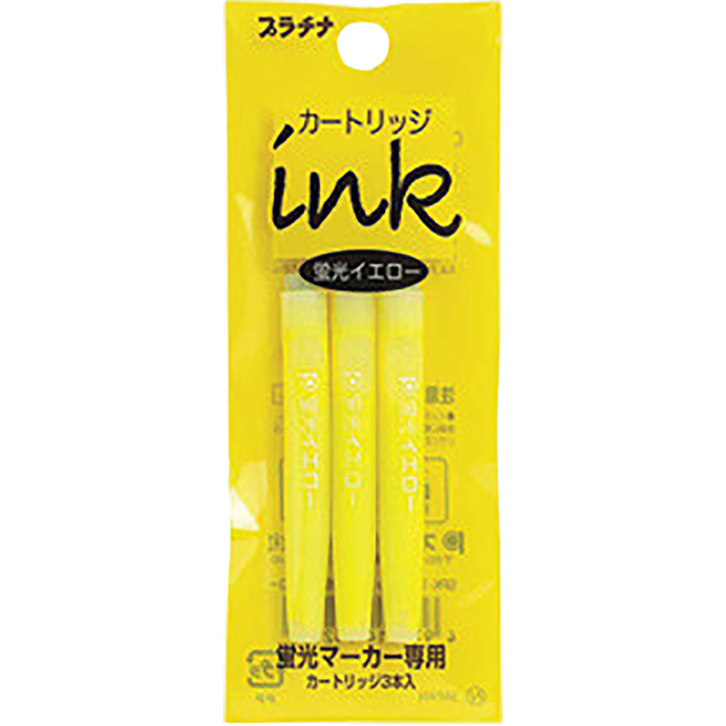 Platinum Preppy Highlighter Ink Cartridge - Yellow (3 per pack)-Pen Boutique Ltd
