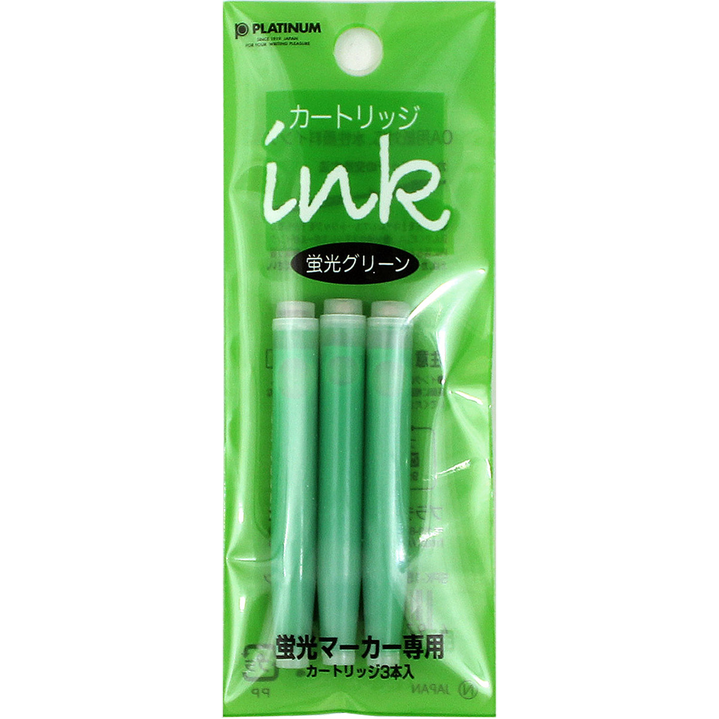 Platinum Preppy Highlighter Green Ink Cartridge 3/pack-Pen Boutique Ltd