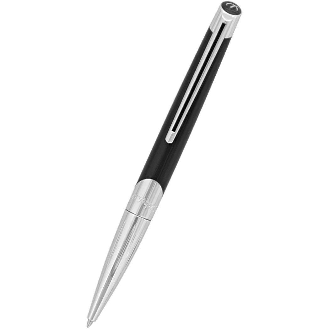 ST Dupont Defi Millennium Shiny Silver/Black Ballpoint Pen - Pen Boutique Ltd