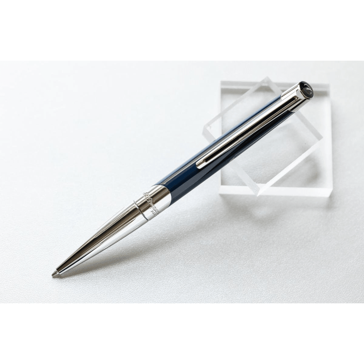ST Dupont Defi Millennium Silver/Blue Navy Ballpoint Pen - Pen Boutique Ltd