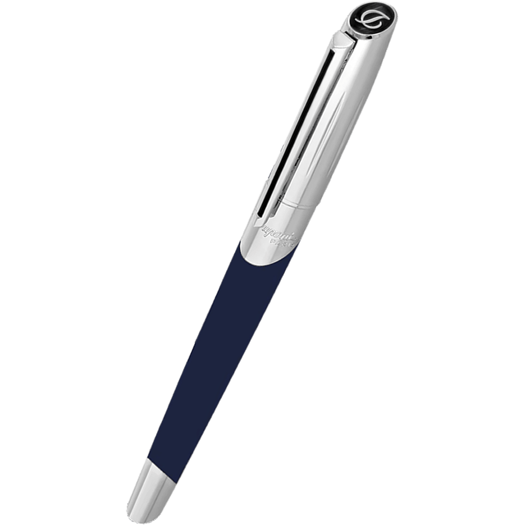 ST Dupont Defi Millennium Silver/Blue Navy Fountain Pen - Pen Boutique Ltd