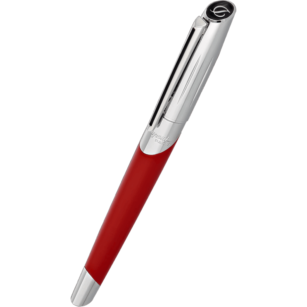 ST Dupont Defi Millennium Silver/Shiny Red Fountain Pen - Pen Boutique Ltd