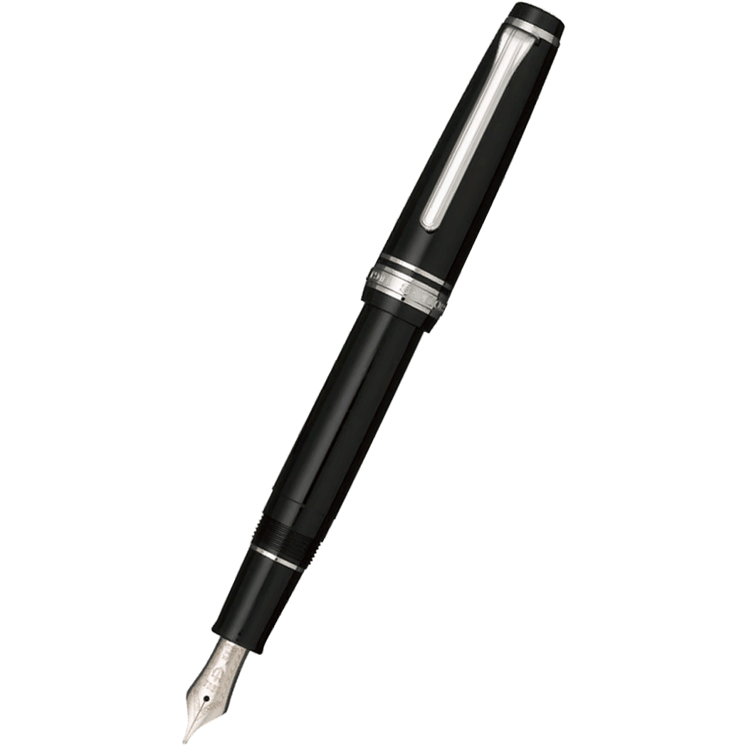 Sailor Professional Gear Fountain Pen - Black - Silver Trim - Slim - Pen Boutique Ltd