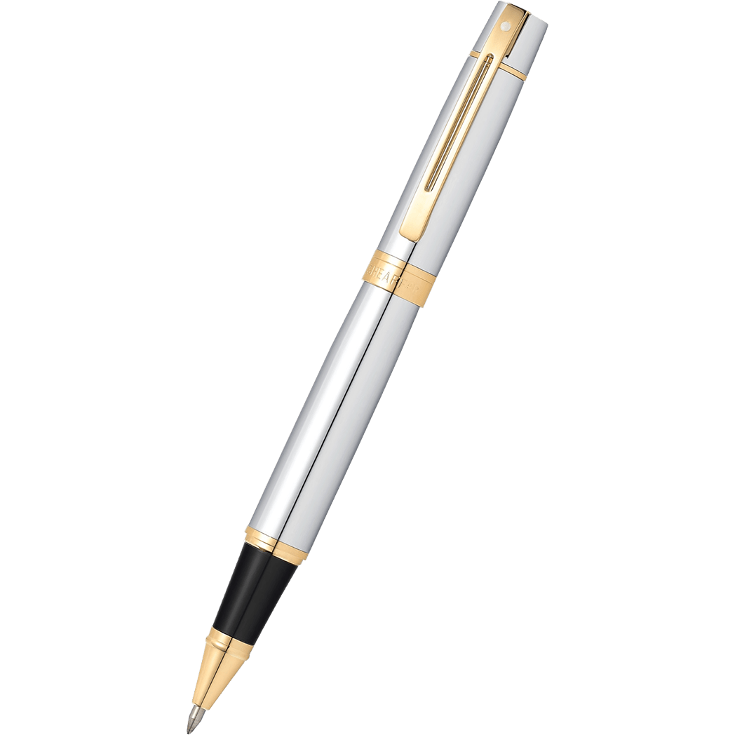 Sheaffer 300 Rollerball Pen - Gold Plated Trim - Chrome - Pen Boutique Ltd