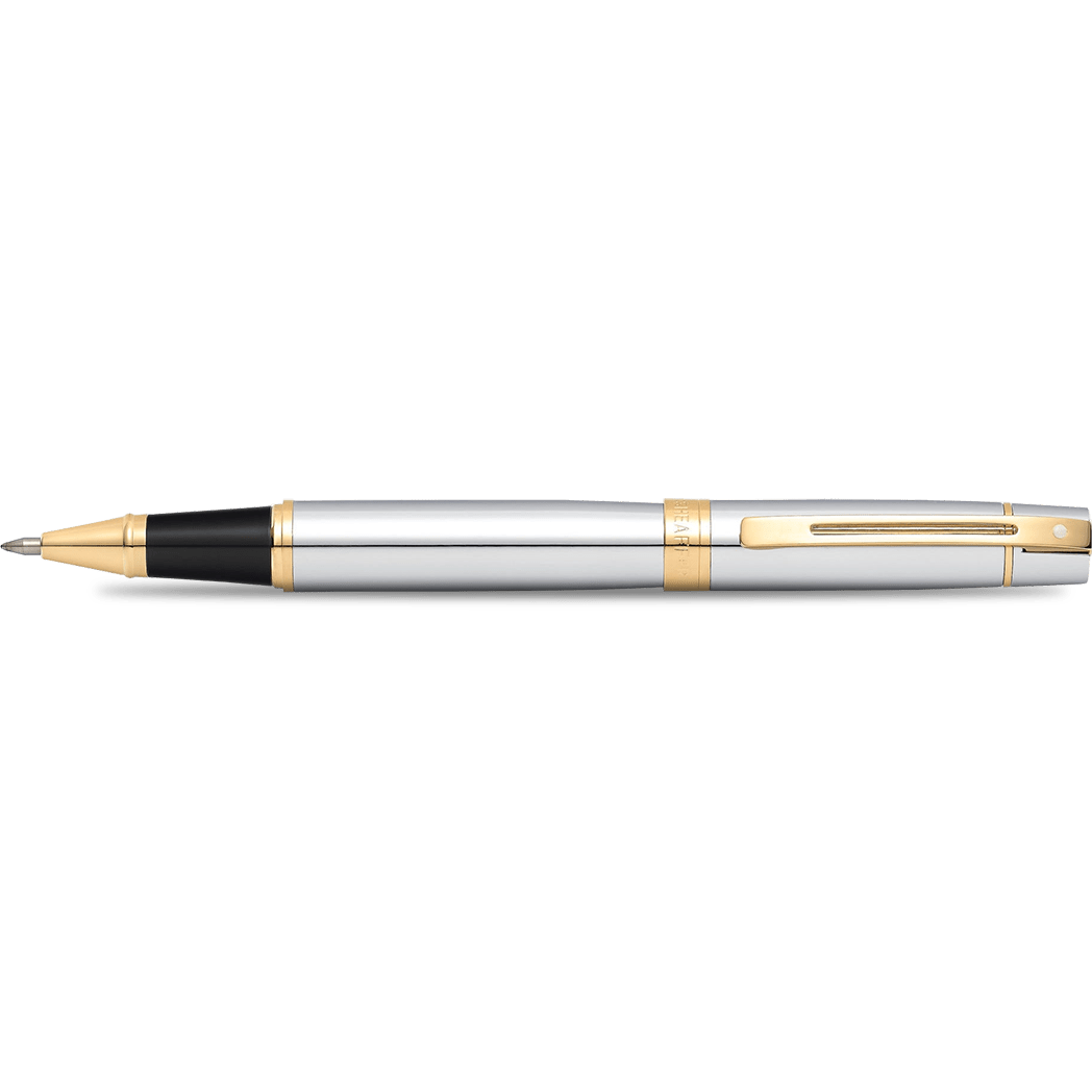 Sheaffer 300 Rollerball Pen - Gold Plated Trim - Chrome - Pen Boutique Ltd