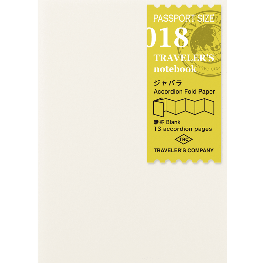 Traveler's Notebook P18 Refill - Passport Size - Accordion Fold Paper - Pen Boutique Ltd