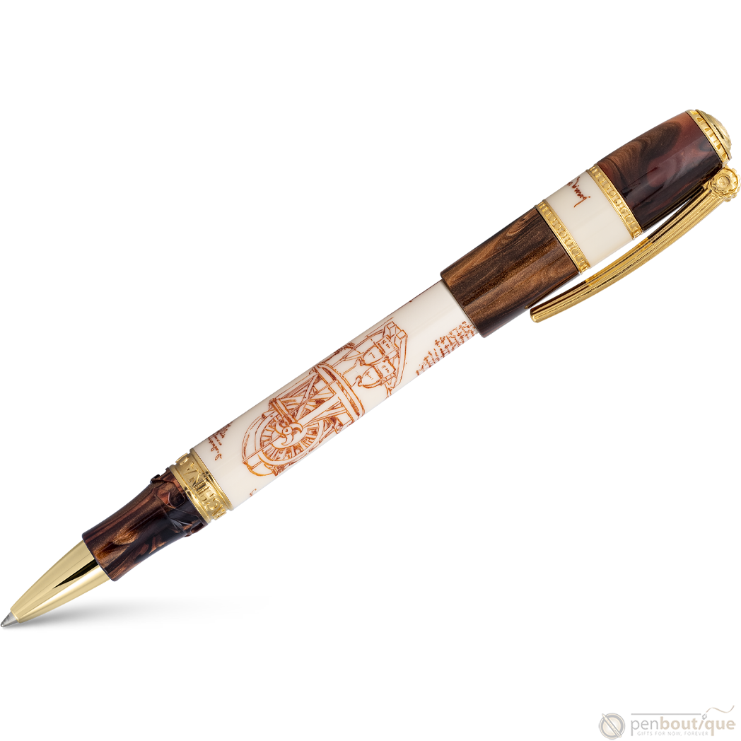 Visconti Limited Edition Rollerball Pen - Leonardo Da Vinci Machina - Vermeil (Oversize)-Pen Boutique Ltd