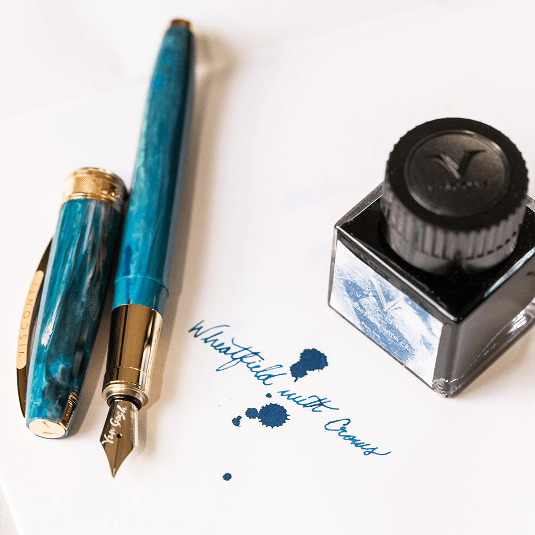 Visconti Van Gogh Ink Bottle - Wheatfield with Crows - Blue - 30ml - Pen Boutique Ltd
